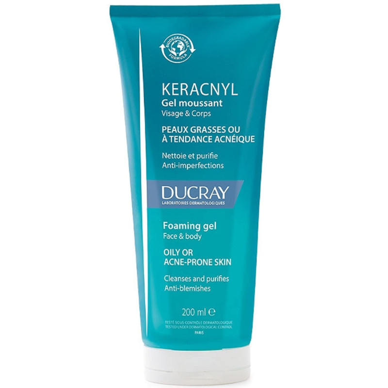 DUCRAY KERACNYL GEL LIMPIADOR PIEL GRASA ,200 ML